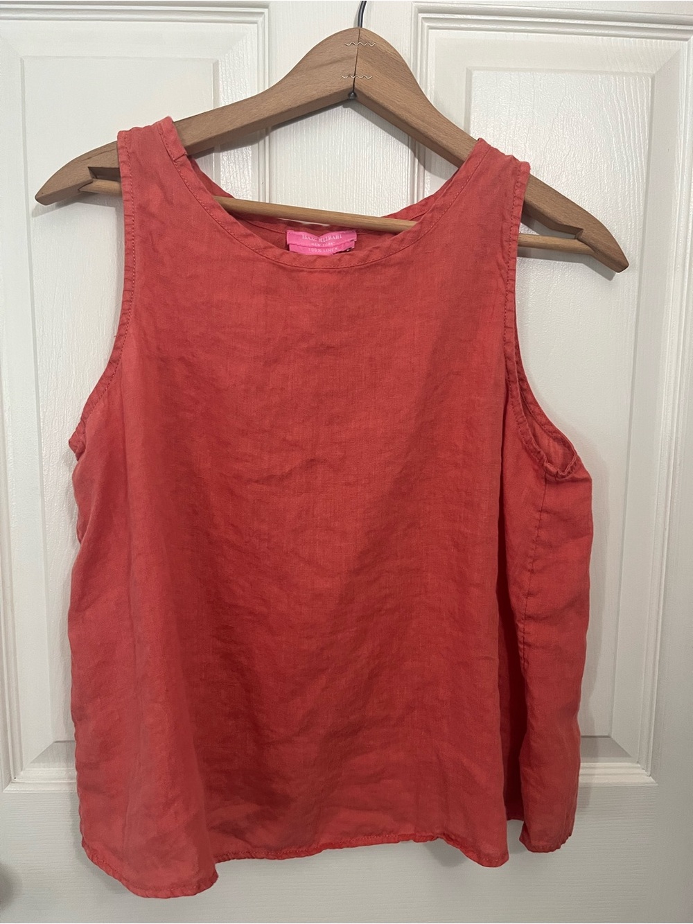 Isaac Mizrahi 100% Linen Sleeveless Tank Tulip back